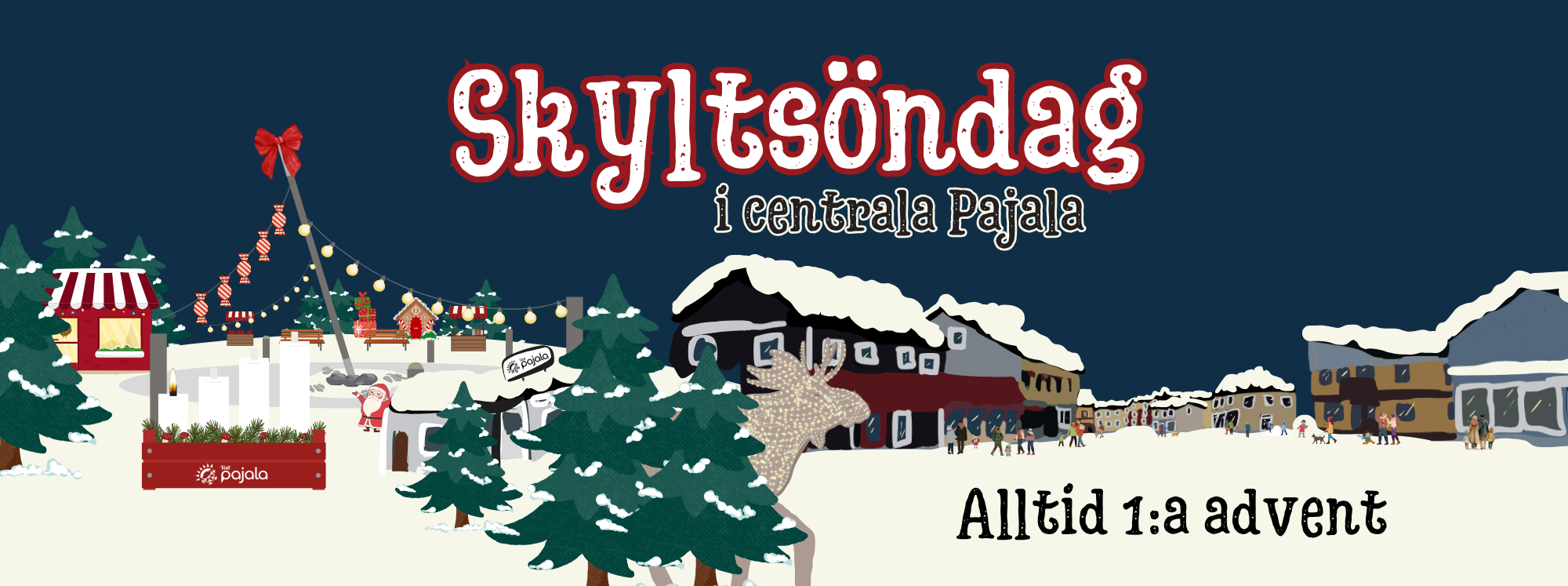 Tomte – Julmarknad – Julklappsjakt – Bio Byns finaste skyltfönster – allsång Fordonsvisning av brandkåren – Hästar med mera (297 x 210 mm) (3)