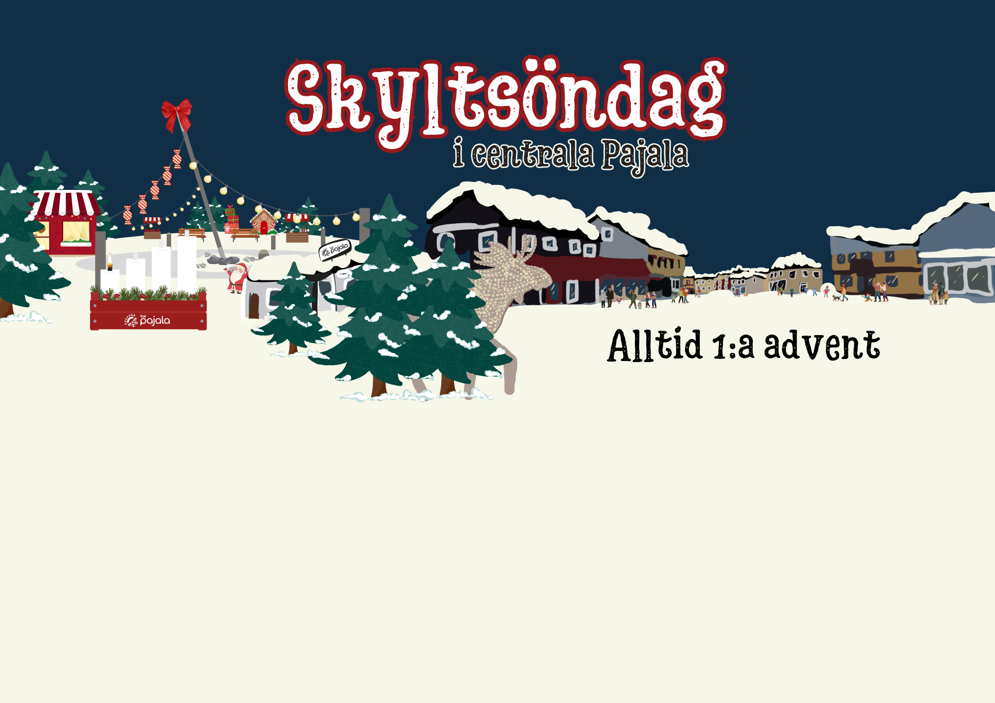 Tomte – Julmarknad – Julklappsjakt – Bio Byns finaste skyltfönster – allsång Fordonsvisning av brandkåren – Hästar med mera (297 x 210 mm) (4)
